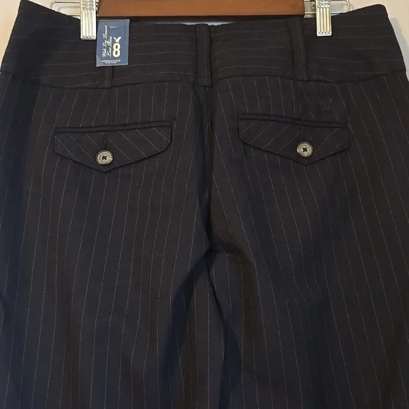 American Eagle Womens Navy Pinstripe Wide Leg Pants Size 8 NWT - Picture 5 of 10